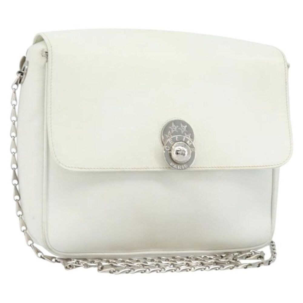 Celine Vintage Leather White Leather Shoulder Bag Bag